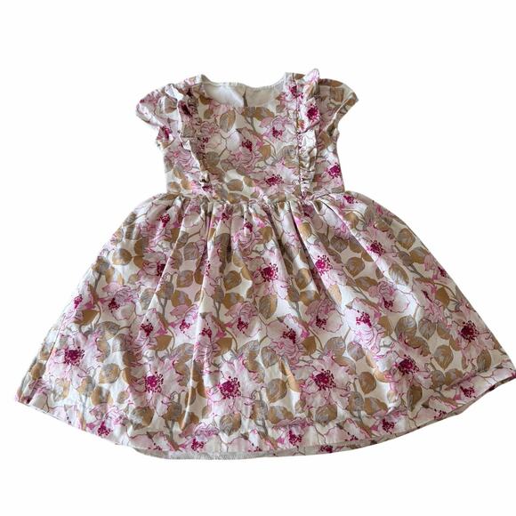 Janie and Jack Girls' Metallic Floral Party Dress - Size 3 - Picture 2 of 6